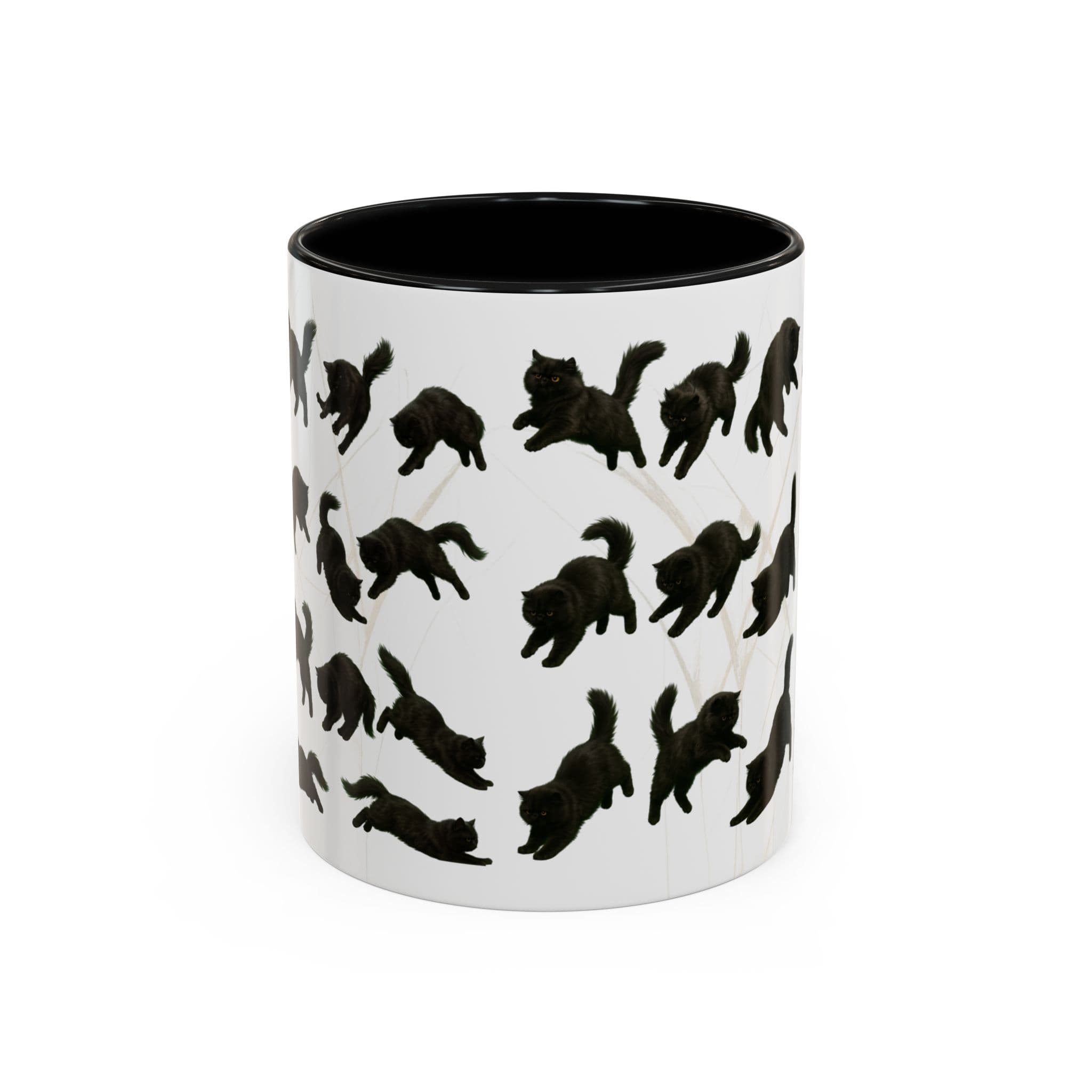 Cat Mug Black Flat Nose Cat Coffee Cup Funny Gift for Cat Lovers Playful Pet Art Wrap Around Design Made to Order Ceramic 11oz
