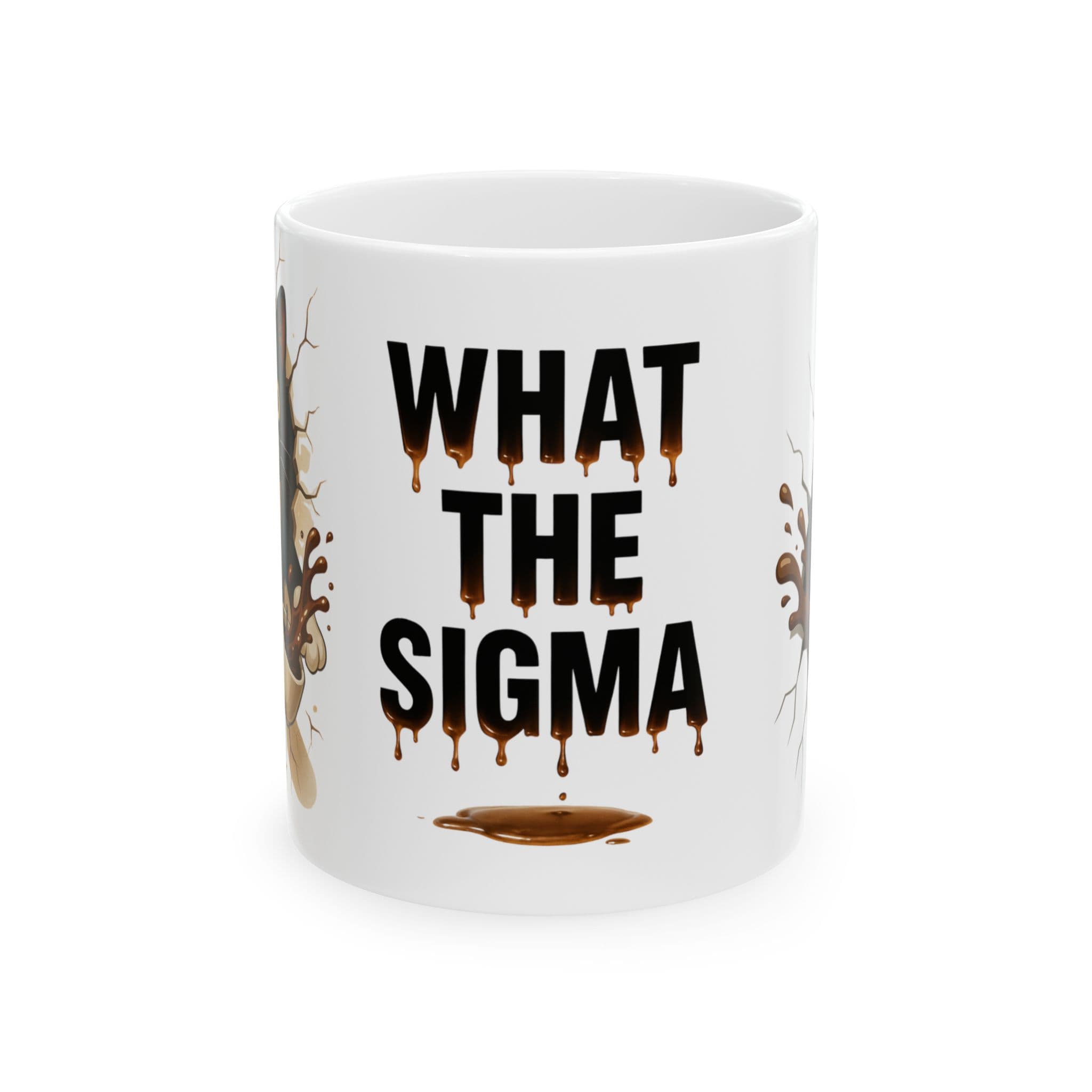 Tuxedo Cat Mug Funny Coffee Cup | What The Sigma Meme Gift | Black & White Cat Lover 11oz Ceramic