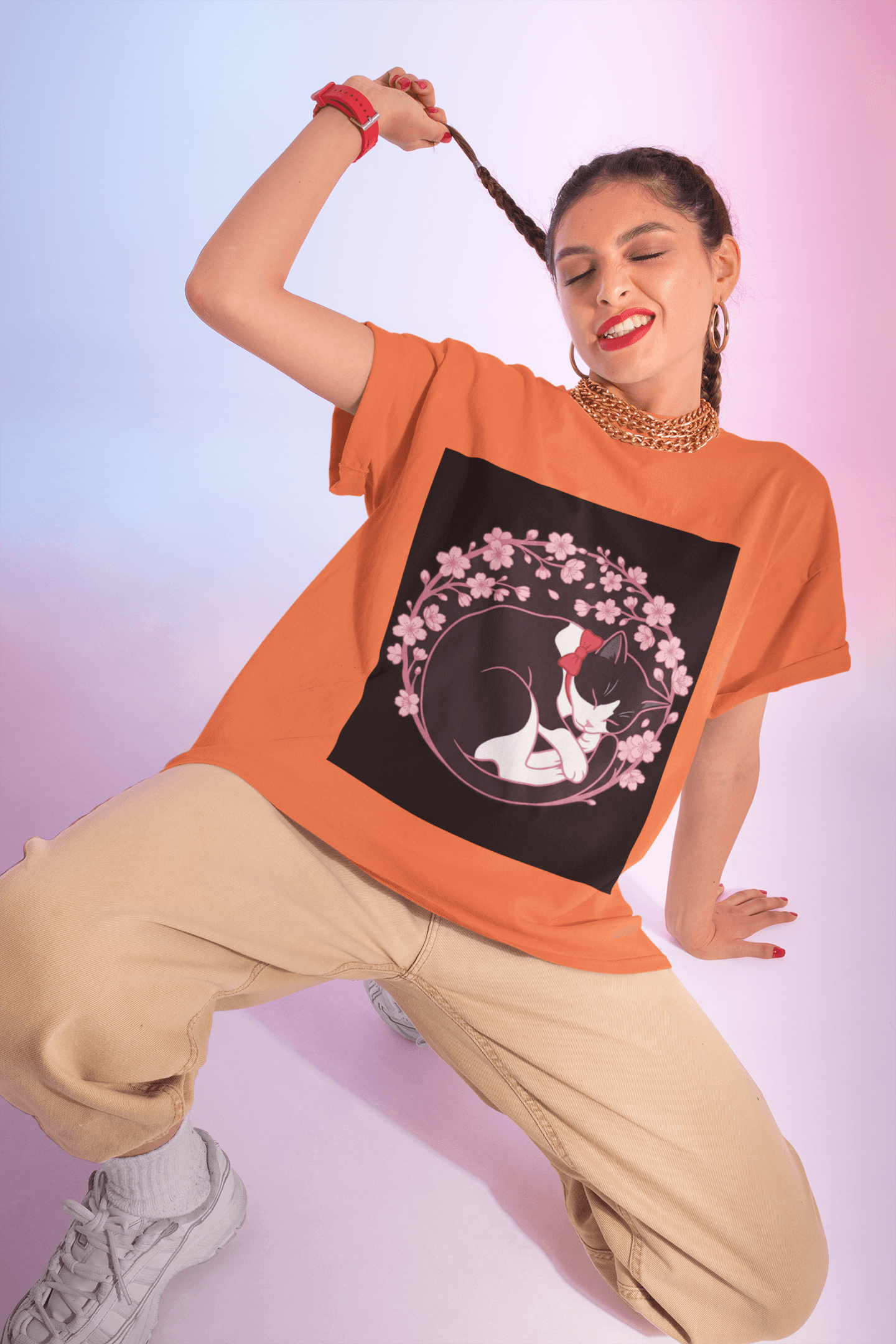 Cat In A Cherry Blossom Garden Digital Art Delpmaspu v1 - alvixVerse merch